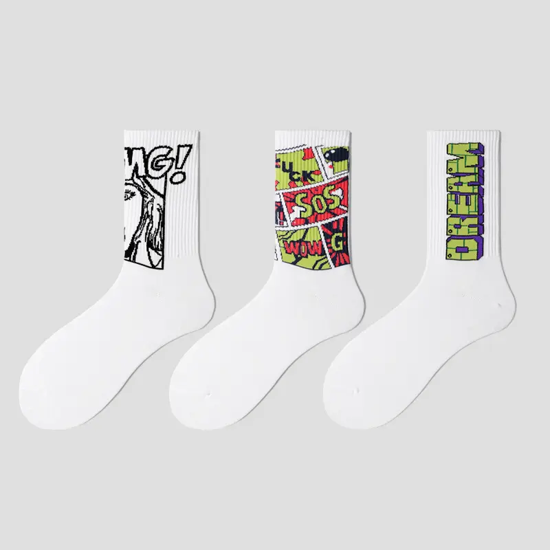 Wholesale Socks Personality Men's Tall Tube White Cartoon Stockings