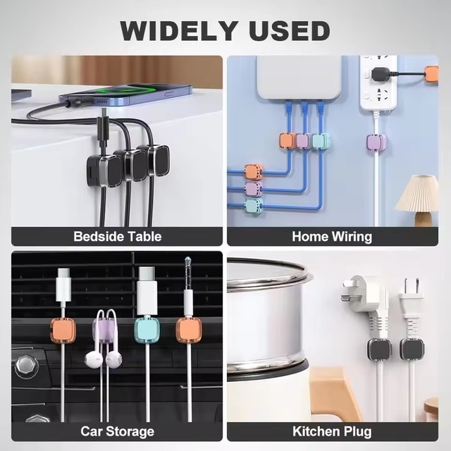 3pcs/pack Magnetic Cord Keepers Wire Cable Holder Organizer Management Cable Clip Strong Adhesive for Desk Organizer Data Cables