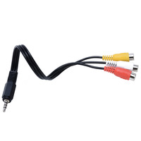 3,5 mm zu RCA AV-Camcorder-Video-Kabel männlich zu 3RCA weiblich schwarz aus PVC vergoldet OPP-Beutel Lager-Audio-Kabel 3,5 mm Dc 30 cm 13 mm