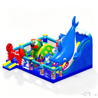 Parcours d'obstacles gonflable Sea World avec toboggan, jeux d'escalade et aire de jeux combinée pour extérieur