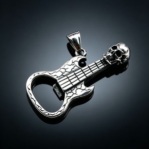 yunnique Skeleton Guitar Pendant <b>Titanium</b> Steel Necklace Unisex Party Jewelry <b>Chain</b> Accessory - Product Image 2