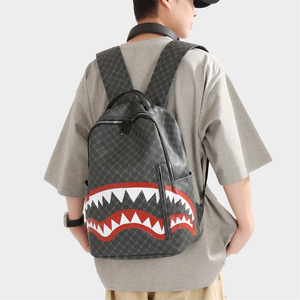 Eyes Shark Print <b>Backpack</b> 12 Inch <b>Laptop</b> Capacity Men's Casual Travel <b>Backpack</b> - Product Image 1