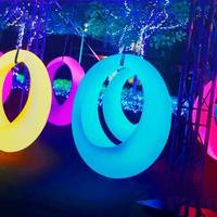 Meubles de jardin, balançoire lumineuse à LED, chaise suspendue, balançoires circulaires en forme de lune, avec protection imperméable pour l'extérieur, 16 couleurs changeantes