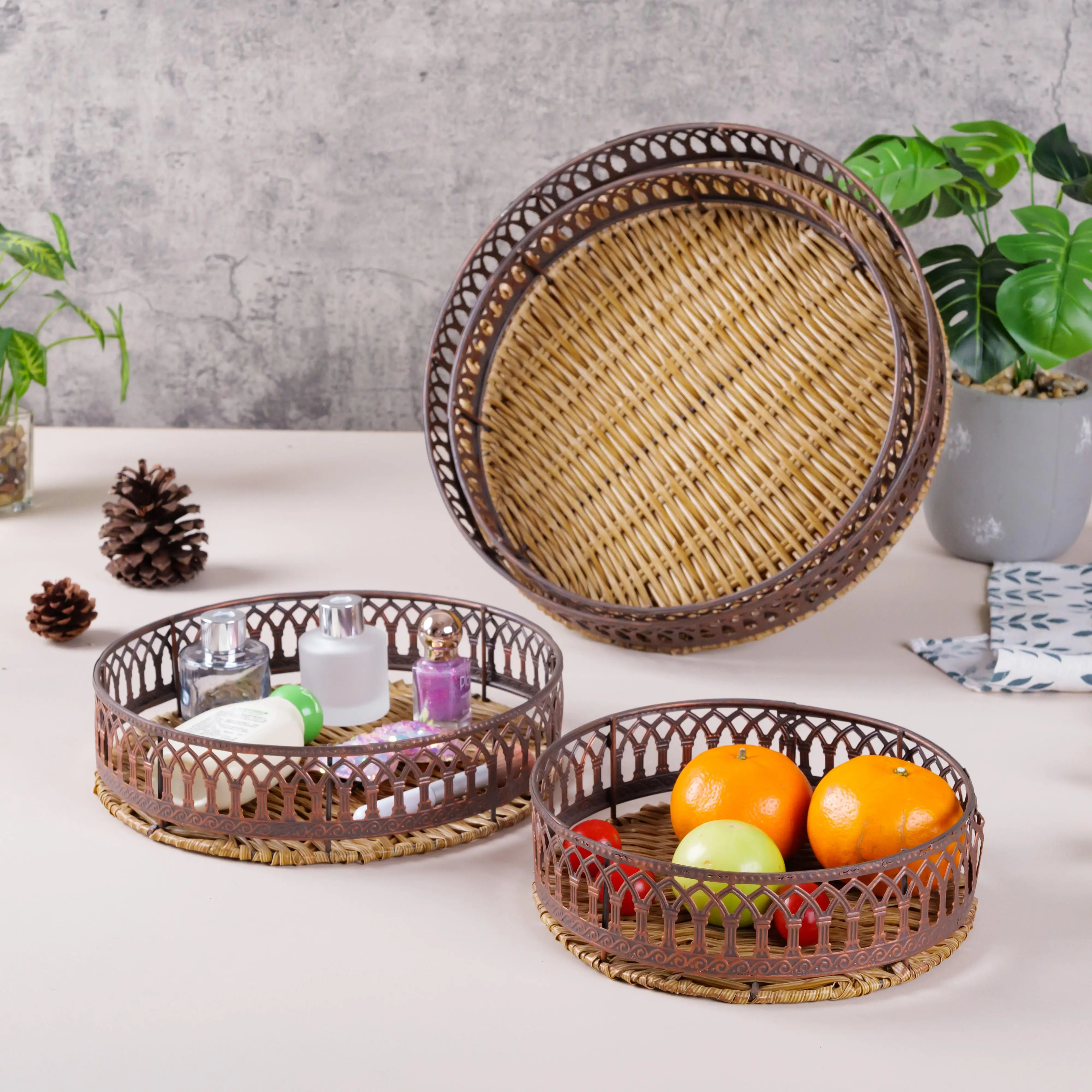 canastas para comida Willow Other Storage Baskets Fruit Rattan tray Wicker Basket Sundries Handmade Weave basket