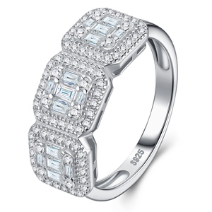 Vente en gros d'usine, bagues pour hommes en moissanite hip-hop avec plusieurs pierres précieuses, argent 925, grandes bagues fines pour femmes - Product Image 1