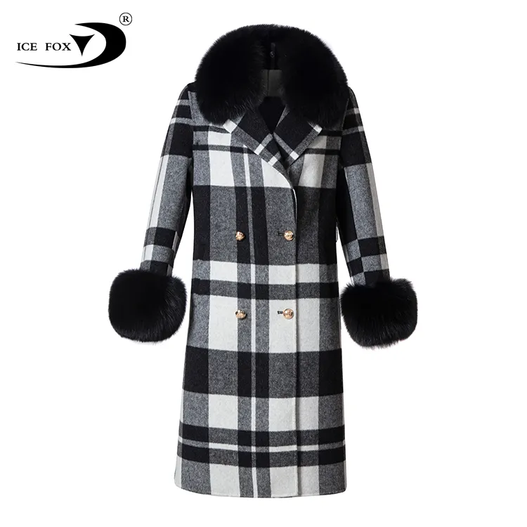 Warm Fur Coat Fur New Design Loose Size Cashmere Coat Winter Women Warm Fashion Belt Custom Size Hooded Long Wool Coats Woolen Trench Style Fox