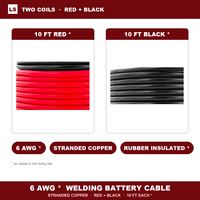 Câble de soudure 6 AWG, fil torsadé, 3 m rouge, 3 m noir, isolé en caoutchouc, pour applications solaires, VR, voitures, bateaux