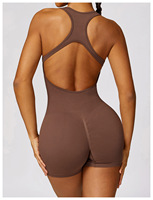 Nouveau femmes une pièce sans couture sans manches coupe serrée combinaison de gymnastique femme entraînement barboteuse évider dos Yoga body
