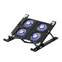 Support de refroidissement portable en aluminium pour ordinateurs portables et tablettes, tapis de refroidissement pliable pour ordinateur portable avec grand ventilateur de refroidissement pour le jeu et le bureau