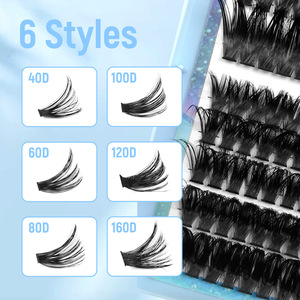 40D‑160D Thick DIY Segment Eyelashes Hot Melt Cluster <b>Lashes</b> Blue <b>Lash</b> Book <b>Individual</b> False Eyelashes Extension for Beauty - Product Image 3