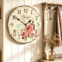 Reloj de Pared Redondo de 10 Pulgadas, de Madera, Silencioso, sin Tictac, Estilo Art Deco, con Agujas de un Solo Eje, Números Arábigos, Diseño de Naturaleza Muerta