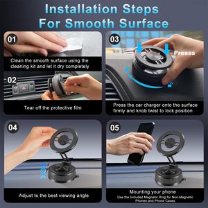 Soporte Magnético para Teléfono de Coche Schitec, Aleación de Zinc, ABS, Ventosa, Soporte para Smartphone para Escritorio y Coche - Product Image 4
