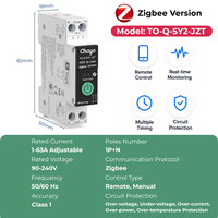 Interruptor de Circuito Inteligente Zigbee TUYA MCB de 1-63A con Medición para Aplicaciones de Hogar Inteligente, CE/FCC/ROHS, 90-240V, 1P+N, Chayo