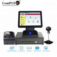 ComPOSxb POS1619D Sistema POS Táctil Todo en Uno de 15 Pulgadas con Impresora, Escáner y Caja Registradora - Pantalla Táctil Capacitiva, WiFi 2.4G/5G, Bluetooth