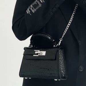 Crocodile Pattern Kelly Bag For Women Black Horizontal <b>Square</b> Flap Lock Closure Durable Handbag Winter 2025 - Product Image 5