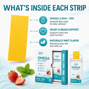 Strisce Orali Dissolubili OKTW DHA EPA Omega-3, Comode per l'Uso Quotidiano, Nutrizione Omega per Adulti, Gusto Menta e Fragola, Disponibili - Product Image 4