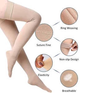 Pantimedias de compresión opacas beige con punta abierta, soporte firme de 20-30mmHg para mujeres, ayudan a aliviar las venas varicosas, edema, hinchazón - Product Image 5