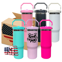 Entrepôt aux États-Unis Sans BPA Miroir Noir Sous 30oz Bouteille d'eau Isolée sous vide Flip Straw Tumbler noir pour gravure laser