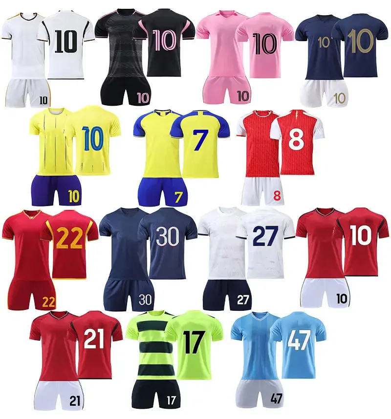 Vente en gros de maillots de joueurs de haute qualité, club de football 23/24 ensemble de maillots de football pour jeunes fans