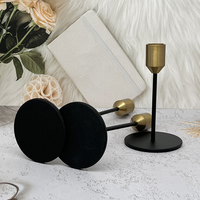 Vente en gros de bougeoirs classiques simples en fer noir et laiton en métal grand bougeoir à pilier conique pour la décoration de la maison