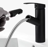 Robinet de lavabo design avec bec extractible en acier inoxydable poli de qualité supérieure