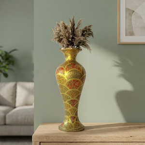 Vase à fleurs en laiton à motif doré, pot de fleurs décoratif en métal pour table ou sol, idéal pour la maison, les mariages et les hôtels - Product Image 2