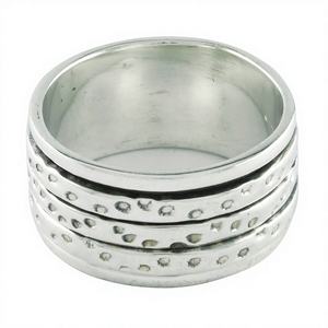 Anillo Giratorio de Plata de Ley 92.5, Diseño Liso con Puntos, Unisex, Calidad Extrema, Engaste Invisible, Regalo para Fiesta/Boda/Compromiso - Product Image 1