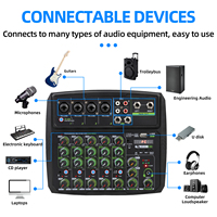 Biner C6, vente chaude, intégré avec alimentation fantôme 48V, 6 canaux, DJ, enregistrement sonore, mixeur audio USB en direct