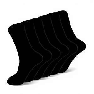 Chaussettes en coton pour hommes, noires unies, respirantes, tricotées, pour usage quotidien, saison printemps, épaisseur standard, style classique - Product Image 2