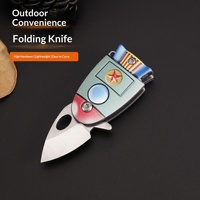 Mini couteau pliant portable d'extérieur en acier inoxydable, petit couteau EDC en forme de poisson, couteau à clé, éplucheur de fruits pour le camping