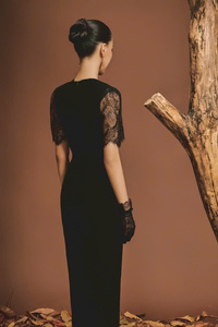 ODM collants en velours de haute qualité élégants pour femmes, longueur midi, décoration du dos en dentelle d'automne personnalisée antistatique - Product Image 3