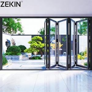 מרפסת חובה אישית כבדה דלתות הזזה עם תריסים אלומיניום דו-קיפול דלת דו-קיפול זכוכית יעילה כפולה - Product Image 1