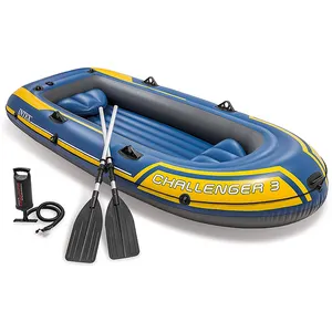 Original INTEX Challenger 3 Kayak Chèo Thuyền Thuyền Inflatable 3 Người Nhựa PVC Ánh Sáng Trọng Lượng Có Thể Gập Lại Thổi Lên Thuyền