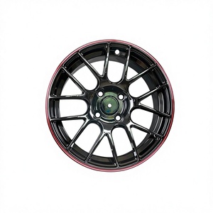Cerchio per Auto da 15 Pollici Fujilu Road in Lega di Alluminio a 4 Fori, Stile Giapponese-Coreano-Tedesco-Americano, Modello con Cerchio Nero e Fascia Rossa - Product Image 5
