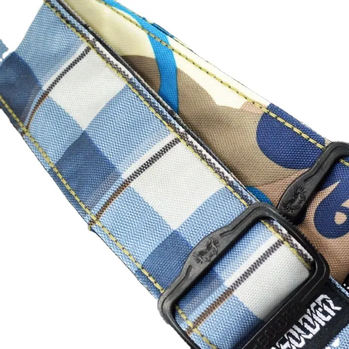 Nice Price Colorful Unique Patterns Guitar Denim color thickened back strap leather Folk Guitar Strap