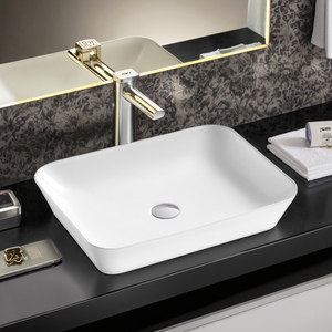 Lavabo de Cerámica Blanco Moderno para Baño, de un Solo Orificio, para Montar en Encimera, Modelo Gunies 1469, 3 Años de Garantía - Product Image 5