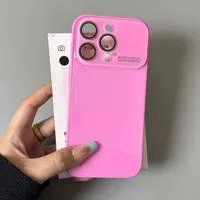 Coque de téléphone à grande fenêtre pour iPhone 17 16 15 14 13 12 11 Pro Max, couleur macaron, protection de l'appareil photo, coque rigide brillante