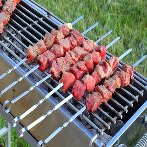Thép không gỉ phẳng shish thịt cừu xiên Kebab <span class=keywords><strong>BBQ</strong></span> xiên cho than nướng - Product Image 1