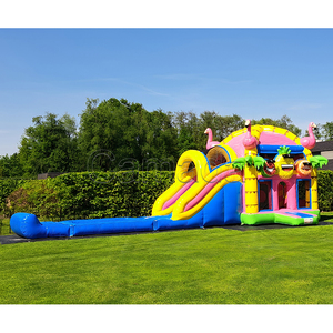 Château gonflable pour enfants avec toboggan, thème Hawaï, pour les fêtes, château gonflable flamant rose avec toboggan - Product Image 4