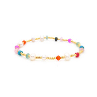 Bracelet Bohème Perlé KKBEAD pour Femme, Multicolore, Coquillages, Perles, Pierres, Plaqué Or, Empilable, Bijou Tendance pour les Vacances