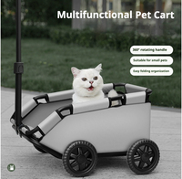 Poussette pliable multifonctionnelle pour chiens et chats, chariot portable 2-en-1 et chariot de courses avec design en V à accès facile