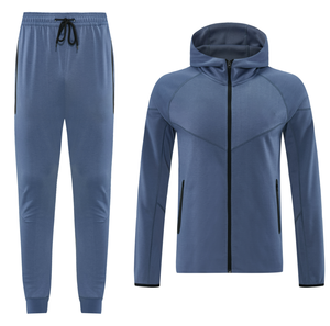 Tute <span class=keywords><strong>da</strong></span> <span class=keywords><strong>Calcio</strong></span> con Cappuccio e Zip Integrale, Qualità Thailandese, <span class=keywords><strong>Blu</strong></span> Napoli, per Uomo - Product Image 3