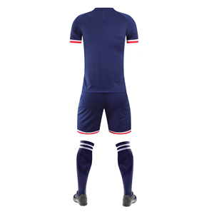 Ensemble d'uniformes de football pour hommes, col en V, manches courtes, maillot noir, blanc, rouge, bloc de couleurs, kit de football respirant, vêtements de sport - Product Image 5