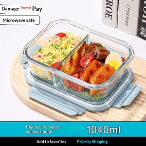 กล่องอาหารกลางวันแก้วแบบแบ่งช่องขายดี กล่องเก็บอาหารแก้ว ดีไซน์ 2 ช่อง และ 3 ช่อง ป้องกันการรั่วซึม - Product Image 6