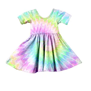 Kids tie dye Clothes 2 3 4 5 6 7 8 9 10 to 12 Year Old Children Cotton spring Boutique Toddler summer twirl Girl Dress