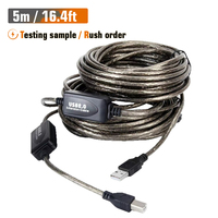 Cable de impresora USB 2.0 de 5 metros con blindaje trenzado, cable de datos USB-B a USB de 5M (16 pies) para pruebas de soporte de pedidos urgentes y muestras