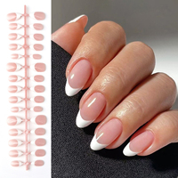 Kuku Palsu Premium Oval Magnetik Full Cover Bentuk Almond Salon Wear Pendek Bulat Mengkilap 30pcs Nail Kit