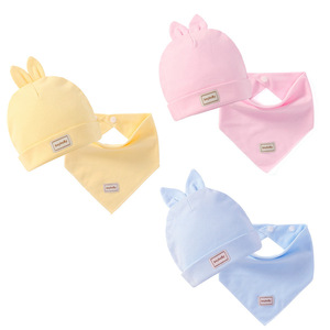 Bonnet pour bébé, bonnet d'hôpital pour <span class=keywords><strong>nouveau</strong></span>-<span class=keywords><strong>né</strong></span>, 100% coton, tricoté, double couche, avec turban - Product Image 3