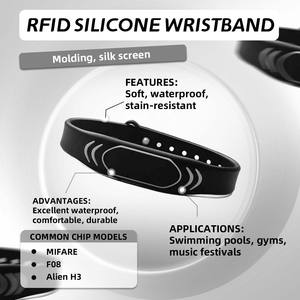 Sunlanrfid 방수 재사용 <span class=keywords><strong>NFC</strong></span> 팔찌 조정 가능한 <span class=keywords><strong>NFC</strong></span> 팔찌 13.56Mhz 실리콘 밴드 - Product Image 2