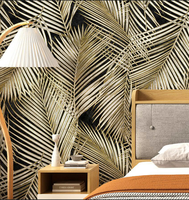 Papier peint autocollant 3D à motifs de feuilles de palmier tropicales, best-seller, amovible, pour chambre à coucher, salon, décoration de la maison